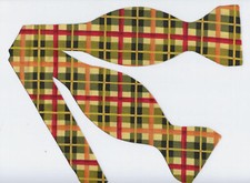 Fall Bow tie, Autumn Plaid, Red, Green, Gold  Light Yellow, Self-tie Bow tie