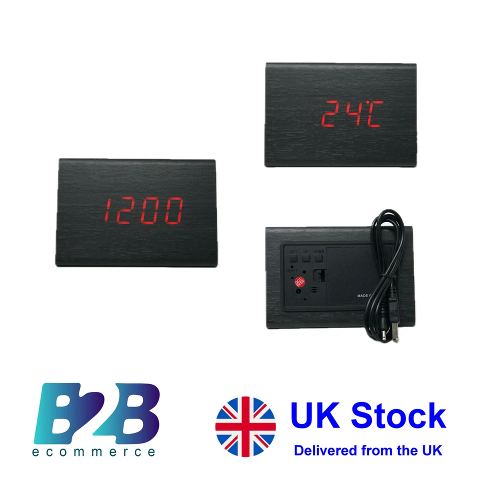 Digital Triangle Wooden Clock Alarm Desk Clock Time And Temperature Display - Image 3 of 4
