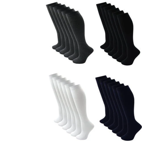 Chaussettes Hautes Jusqu’au Genou Filles École Noir Lot De 2 4 6 Paires - Photo 2/4