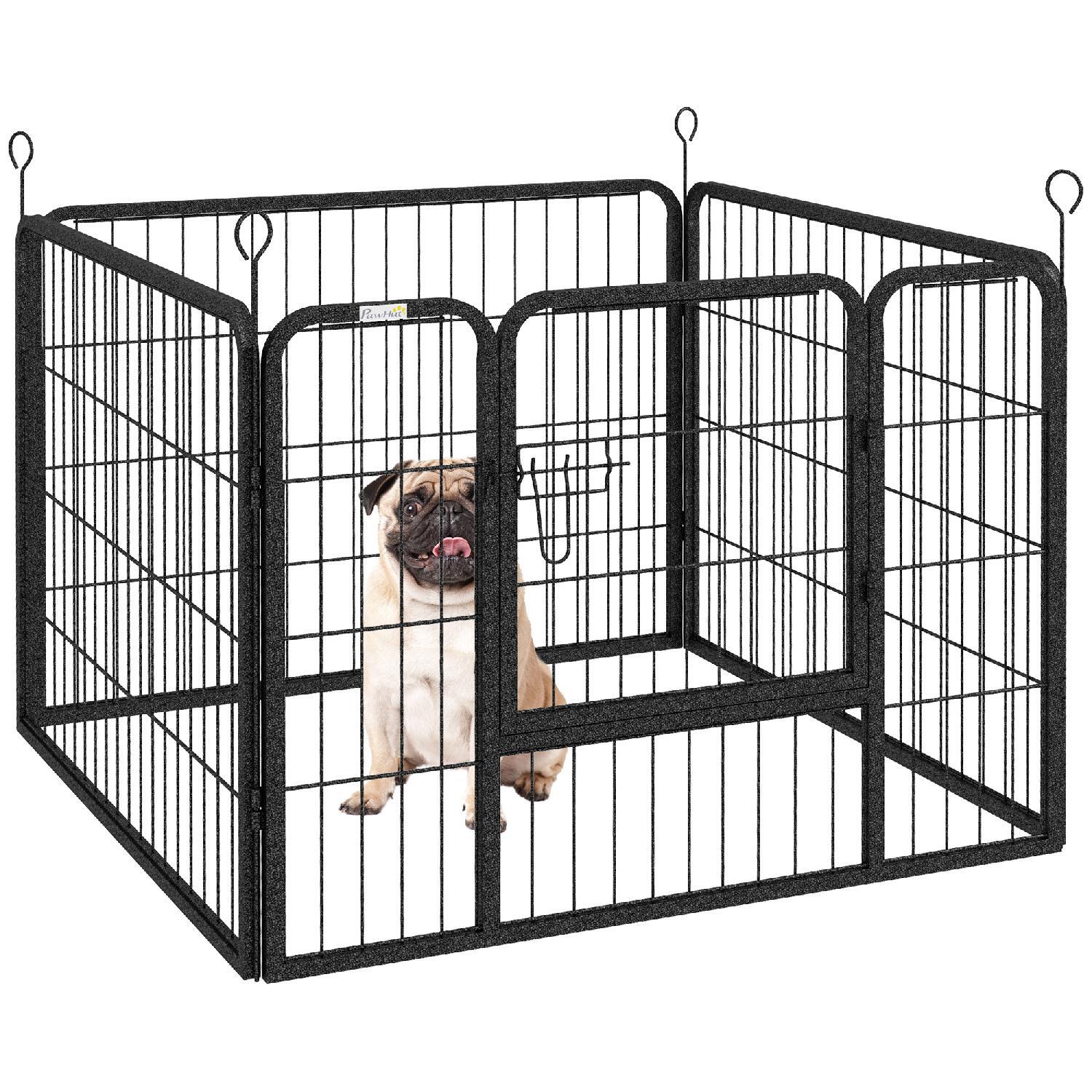 Recinto per Cani Pieghevole in Metallo 82x82x60cm Grigio AMP-D061080G AllMyPets