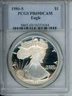 1986-S American Silver Eagle ASE PCGS PF69 PR69 PROOF PR-69 DCAM Older Holder !!