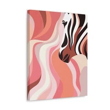 Wall Art Decor - Canvas Print Artwork - Boho Pink and White Contemporary Art Lin