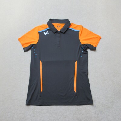 Castore Poloshirt Damen UK 10 Grau Orange Freizeit Sportswear Oberteil EU 38 Neu ohne Etikett
