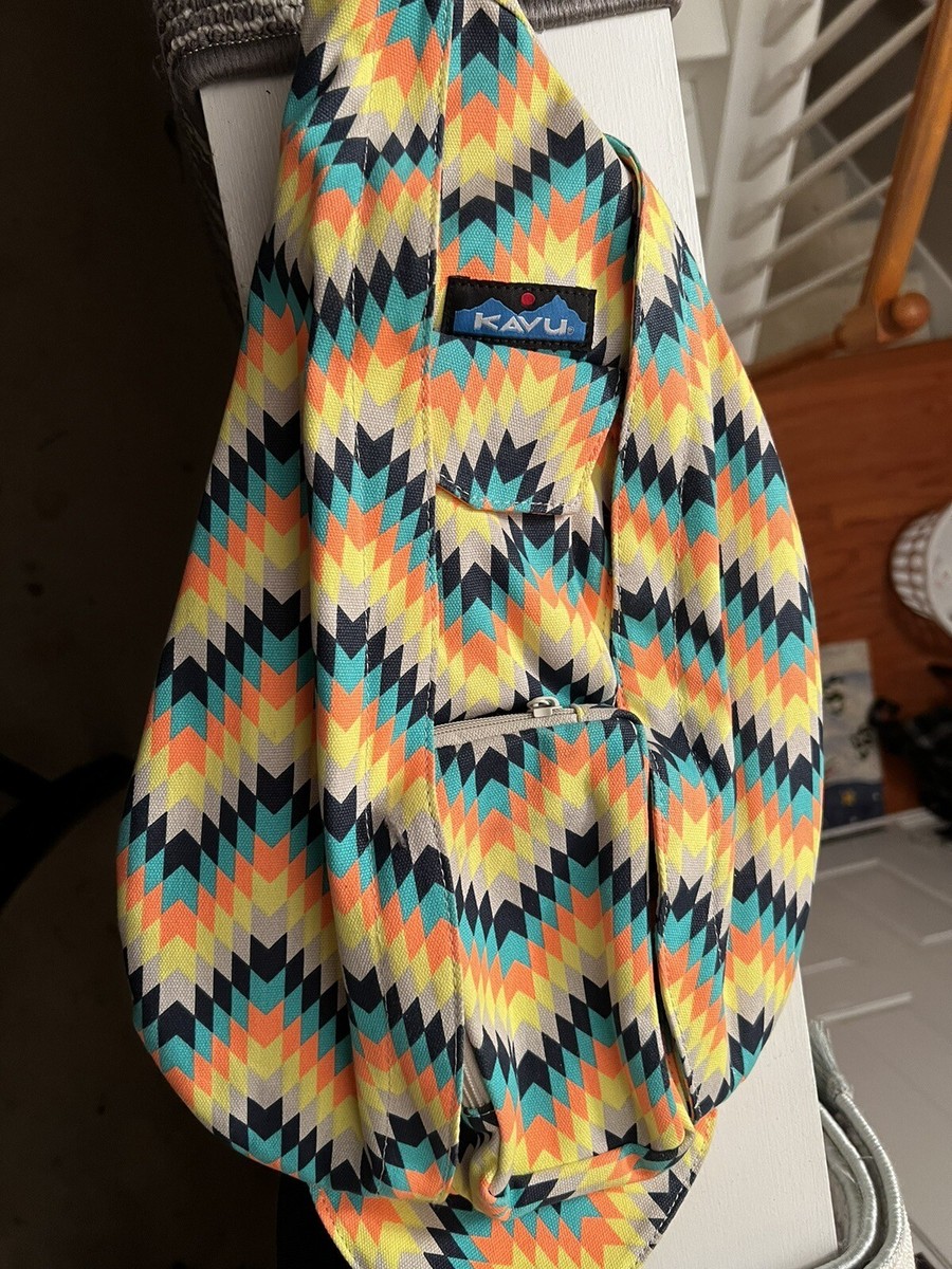Kavu Rope Bag Aztec Print Canvas Multicolor Sling Backpack KAVU Canvas Rope Bag Backpack Sling Crossbody Aztec  main image 2