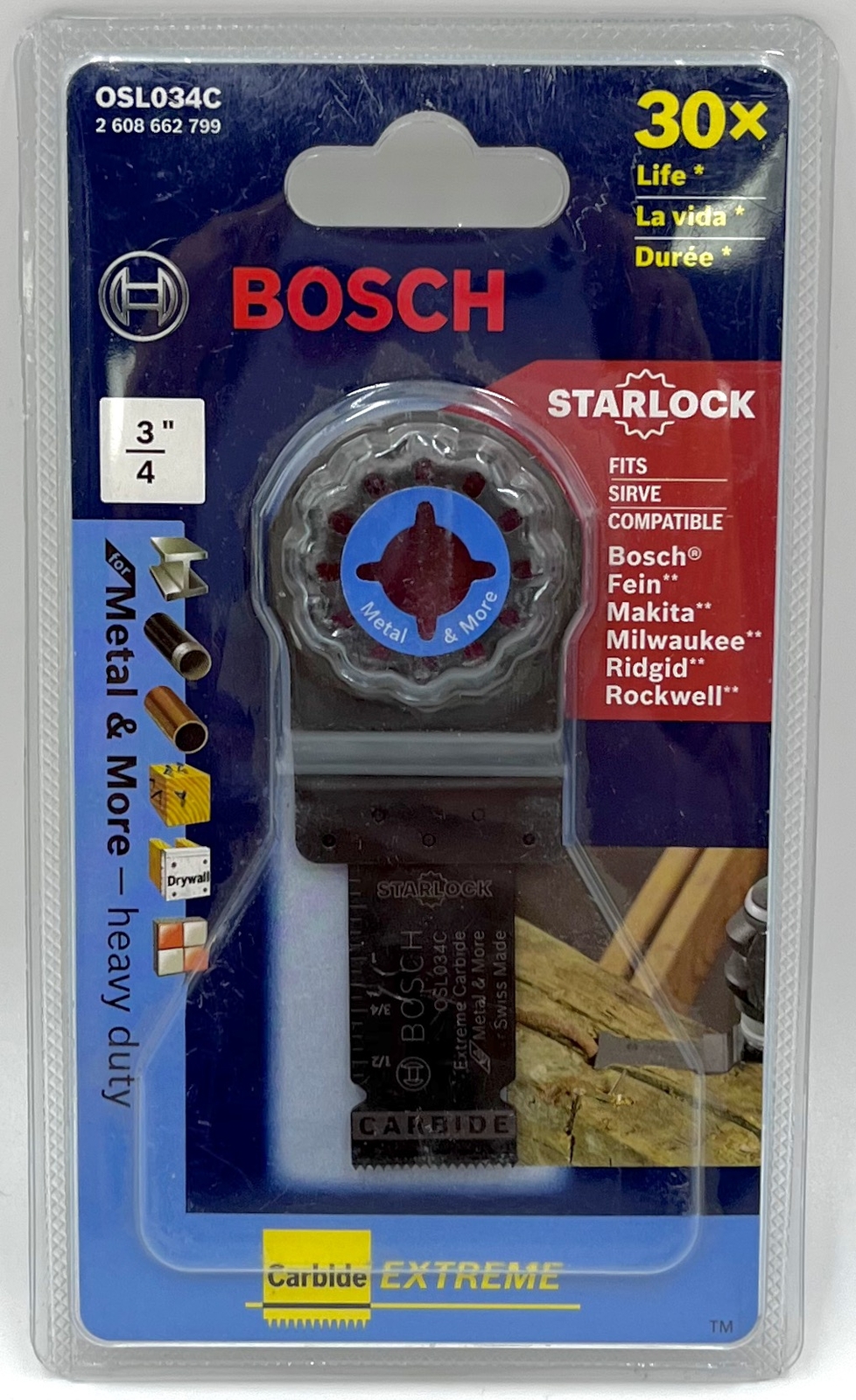 Bosch OSL034C Starlock Oscillating Multi Tool Carbide Plunge Cut Blade, 3/4"