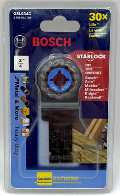 Bosch OSL034C Starlock Oscillating Multi Tool Carbide Plunge Cut Blade, 3/4''