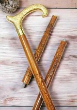 Handmade Carved Walking Stick Wooden Cane for Men Women Old People Senior Gift