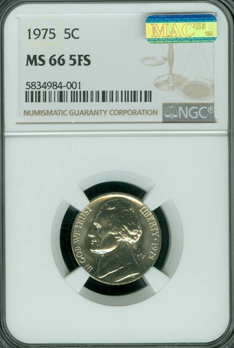 1975 JEFFERSON NICKEL NGC MS66 FS 2ND FINEST REGISTRY MAC SPOTLESS *