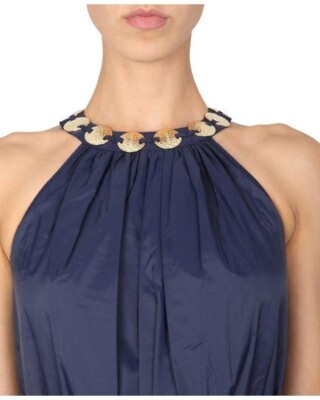Staud BENOIT TRUE NAVY Blue Gold Medallions $495 Blue Midi Maxi Dress Small  NWT | eBay