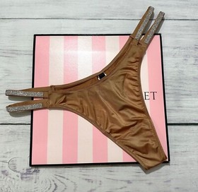 Victoria's Secret Shine Cradle Very Sexy Push Up Bra Thong Set Toffee Beige