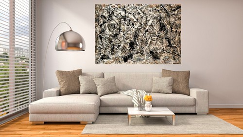JACKSON POLLOCK 10 - CREMESCHWARZ BUNT GERAHMT LEINWANDKUNST BILDDRUCK - Bild 2 von 3