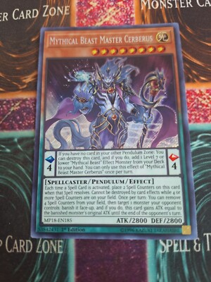 Yu-Gi-Oh! Mythical Beast Master Cerberus MP18-EN185 Secret Rare 1st Edition NM