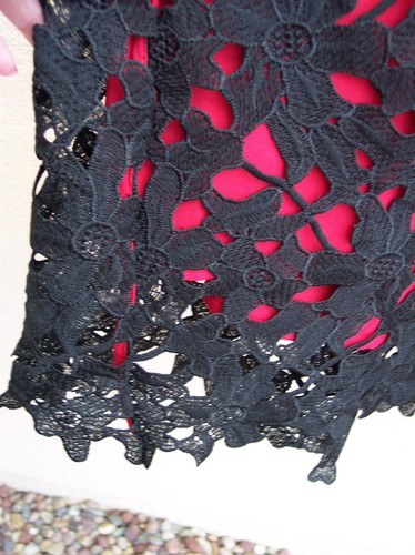 Catherines Black Label lace skirt plus size 4x red midi stretch waist washable - Picture 4 of 9