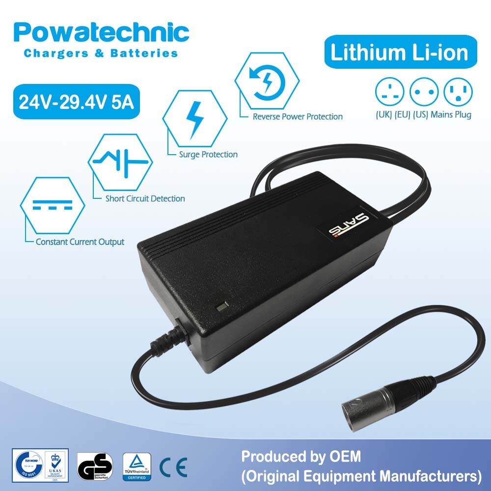 5A fast Lithium Li Charger for 24V e-Bike Scooter Wheelchair