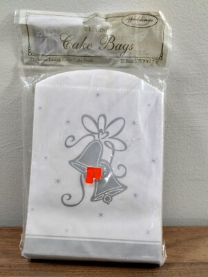 Vtg Wedding Cake Bags Bells & Starburst 25 ct. To Go Bags Treat Bags Goodie Bags