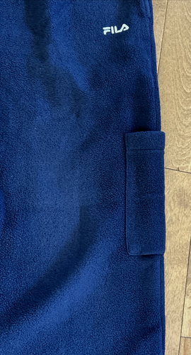 Vintage Men's Fila Wide Leg Fleece Lounge Sweatpants Navy XL Pockets 34x32 - Picture 4 of 9