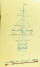 1955 American Export Lines Steamer Excalibur Advertising Booklet Passenger List