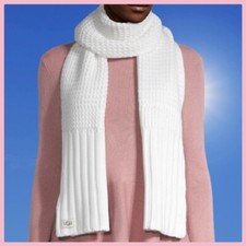 UGG Women's Ivory Chunky Textured Cardi Wool Blend Scarf 12"W x 74"L NWT