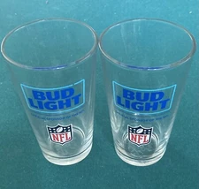 Bud Light 12oz Beer Pint Glasses (Set of 2) Official NFL Beer Sponsor Brand New!