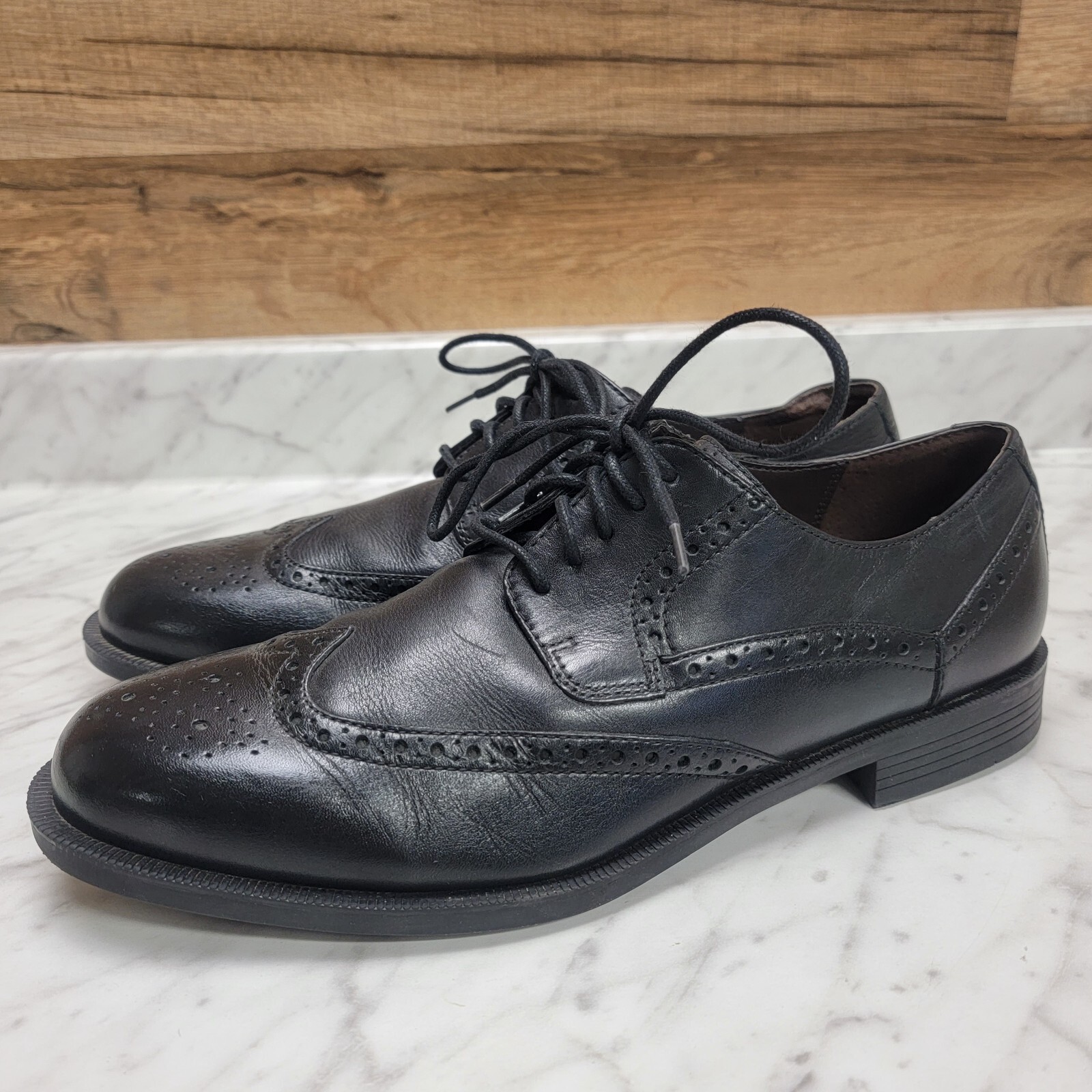 SAOLA Scarpe eleganti da uomo 9 5 M Cole Haan Wingtip Oxford in pelle nera brogue