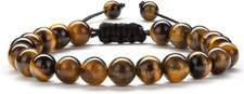 Natural 8mm Tiger's Eye Spirit Healing Gemstone Beads Bracelet Bangle for Men