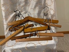 Lot of 10 Vintage Wooden Clothes Hangers 2 Setwell