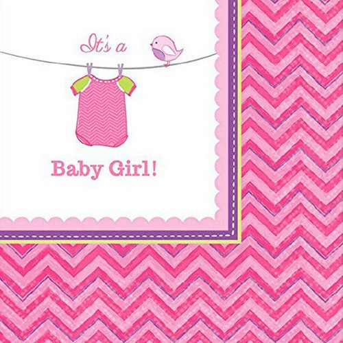 IT'S A BABY GIRL pink beverage PAPER NAPKINS baby shower gender reveal 16pc 2ply - 第 1/1 張圖片