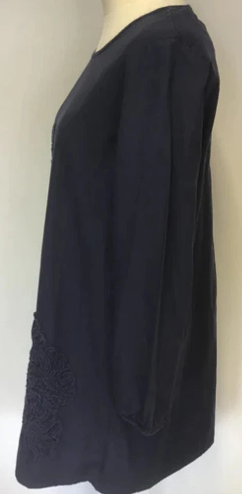 Vestido recto para mujer Dependiendo del horizonte azul marino en relieve bordado floral 2XL Foto 3 de 4