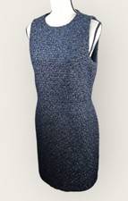 Ann Taylor Blue Purple Metallic Tweed Sleeveless Dress Lined Back Zipper Size 8