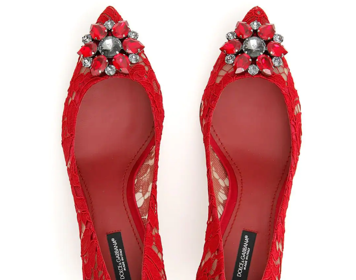 Dolce & Gabbana Iconic Embellished Lace Rainbow Pumps Shoes