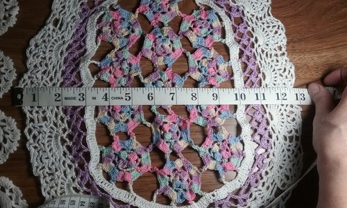 Vintage Hand Crochet Doilies White Purple Yellow Lot of 4 - Picture 11 of 11