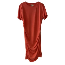 Ampersand Avenue Midi Dress 2XL Better Than Basic T Shirt Dress Coral Ruched