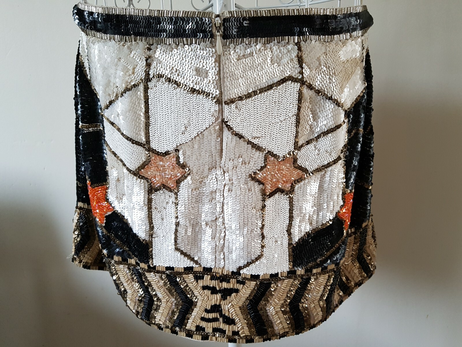 FABULOUS ALL SAINTS NEWAZ TRIBAL SEQUIN PARTY MINI SKIRT UK10 US6 EU38 RRP $275 image 5