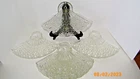 ANCHOR HOCKING Fan Shape DAISY & BUTTON Crystal Glass Snack Plate Set 6 PRISTINE