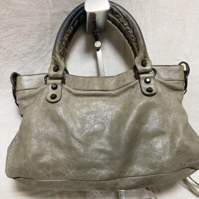 Balenciaga 2way Handbag Shoulder Bag The First Khaki Leather