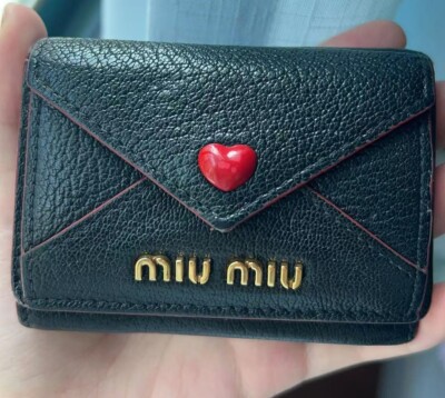 Good Condition] Genuine Miu Miu foldable wallet Madras love letter