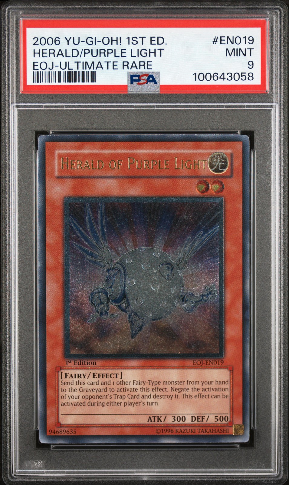 2006 YU-GI-OH! EOJ-ENEMY OF JUSTICE #EN019 HERALD OF PURPLE LIGHT PSA 9