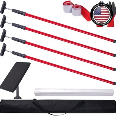 32.8x13.1FT Dust Barrier System - Adjustable Poles & Gloves for Safety 10ft Pole