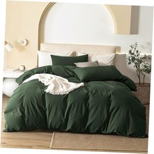 100 Washed Cotton Duvet Oversized Queen 98"x98" Forest Green no Comforter 