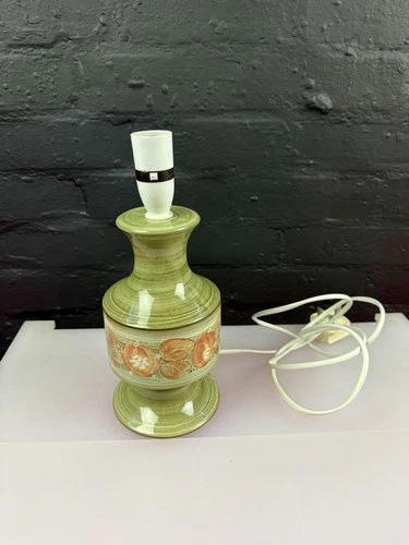 Vintage Jersey Pottery Hand Painted Leaves Pottery Table Lamp 11.25" Top Fitting