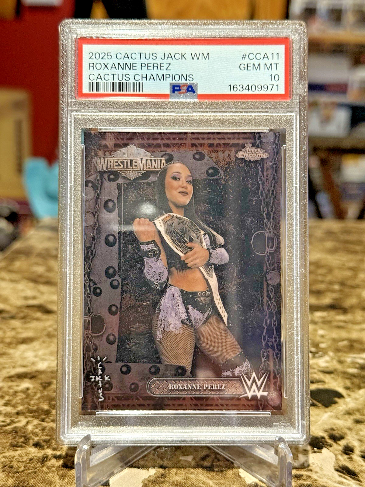 2025 Topps Chrome Cactus Jack WM WWE Roxanne Perez Champions #CCA11 PSA 10