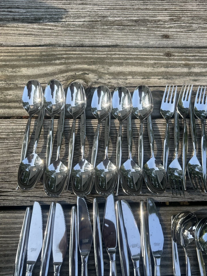 NORITAKE Simplicity MCM Juego de cubiertos de Japón 18/8 NTK 98Pcs Mod Century Modern MCM Foto 2 de 4