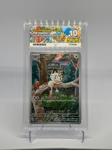 Pokemon TCG Meowth Illustration Rare 106/094 Phantasmal Flames Graded ACE 10