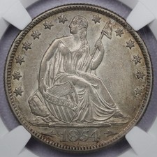 1854-O Arrows 50c Seated Liberty Half Dollar - NGC AU 55