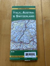GM Johnson Italy Austria Switzerland Road Map Folding Travel Color Europe Guide