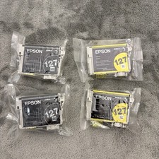 Genuine Epson 127 XL Black Ink High Yield Cartridges Yellow Lot 4 Sealed OEM