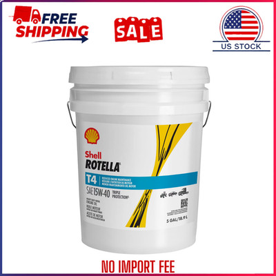Shell Rotella T4 Triple Protection 15W-40 Diesel Engine Oil, 5 Gallon Pail