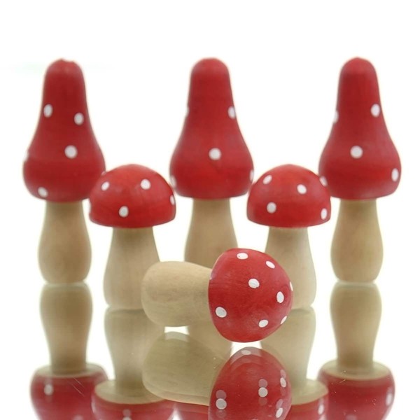 Posiwio Weihnachtsdeko Fliegenpilze Rot & Weiß In 2 Varianten Im 6Er Set - Holz-image