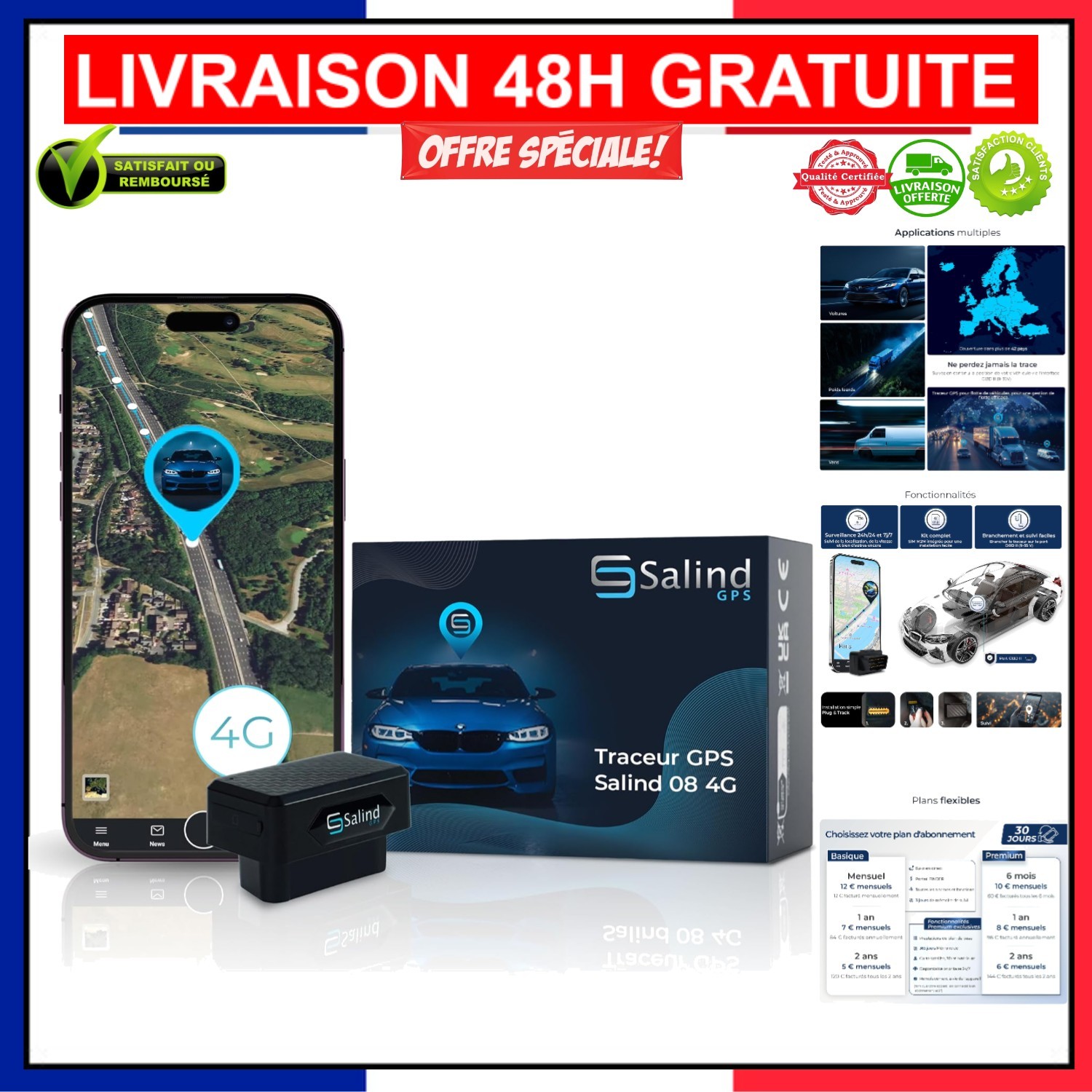 Traceur GPS auto 4G Salind balise localisation antivol universelle