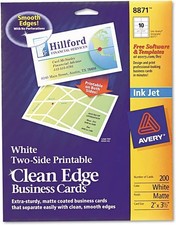 Two-Side Printable Premium Clean Edge(R) Business Cards Inkjet White 200/PK